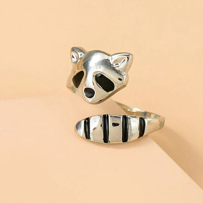 Bague de raton laveur réglable en argent sterling 925