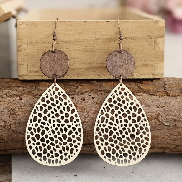 Boucles d'oreilles à goutte en cuir vintage
