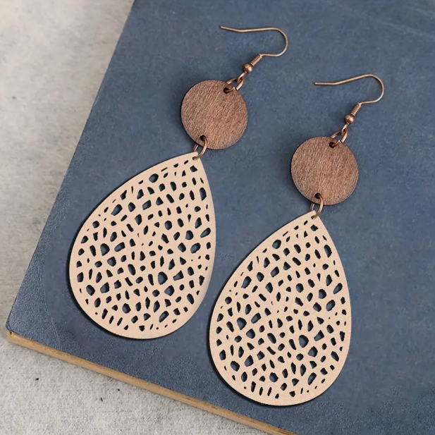 Boucles d'oreilles à goutte en cuir vintage