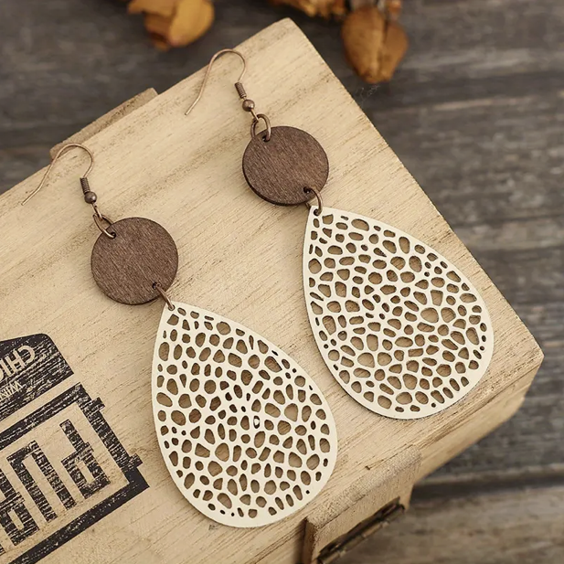 Boucles d'oreilles à goutte en cuir vintage