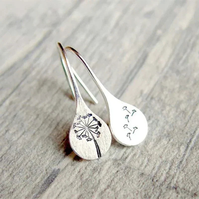 Boucles d'oreilles feuille de pissenlit en argent 925