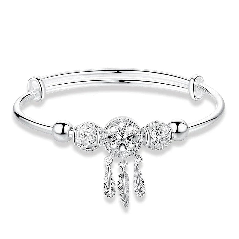 Bracelet Ajustable en Argent 925 avec Motif Attrape-Rêves
