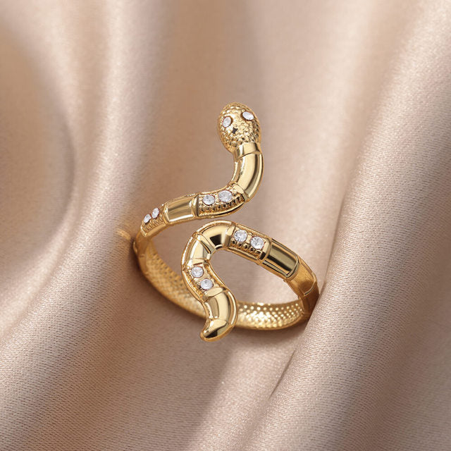 Bague Serpent Ajustable ornée de Zircons Étincelants