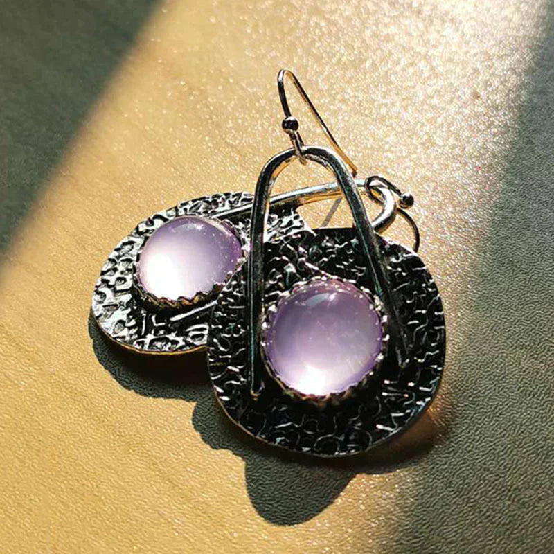 Boucles d'oreilles bohèmes en argent sterling ornées de magnifiques pierres violettes