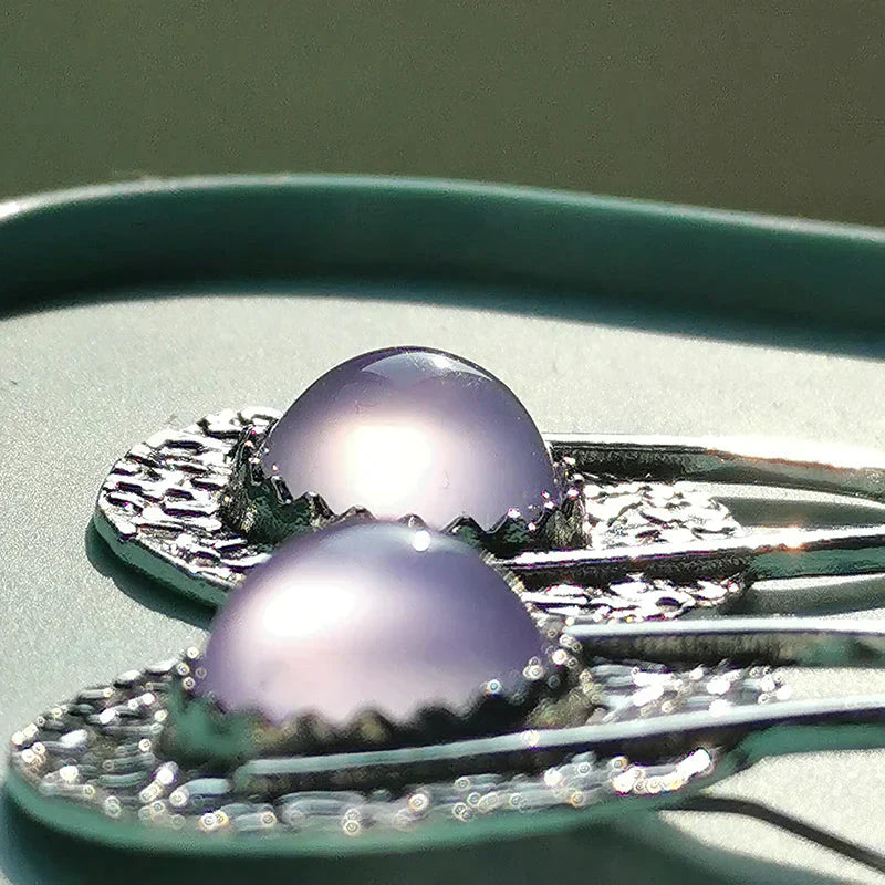 Boucles d'oreilles bohèmes en argent sterling ornées de magnifiques pierres violettes