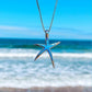 Collier en opale bleue et en argent avec étoile de mer