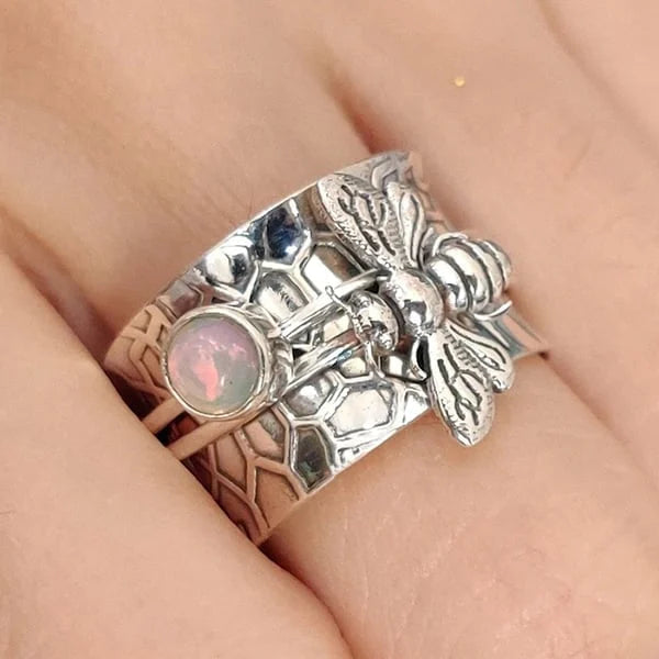 Biene Edelstein Anneau Tangenteur Méditation Spinner