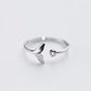 Bague ajustable en argent sterling 925 ornée de zircon, inspirée de la queue de dauphin
