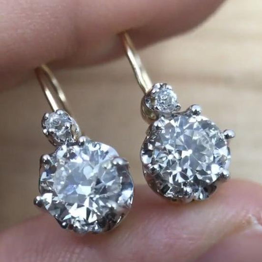Boucles d'oreilles vintage en zirconium platine