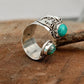 Bague réglable avec double incrustation de turquoise