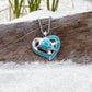Collier Tortue Cœur Bleu et Silver