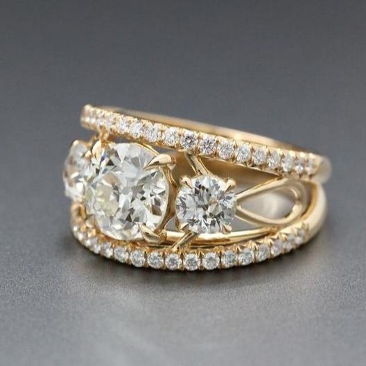 Bague vintage en cristal doré