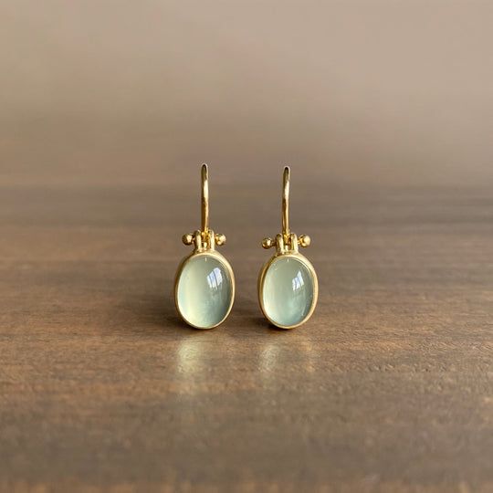 Boucles d'oreilles vintage en pierre de lune verte