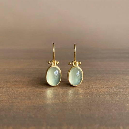 Boucles d'oreilles vintage en pierre de lune verte