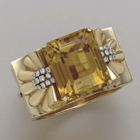 Bague en cristal chaleureuse vintage or</assistant>