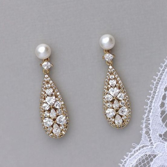 Boucles d'oreilles vintage lumineuses et perles