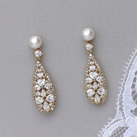 Boucles d'oreilles vintage lumineuses et perles