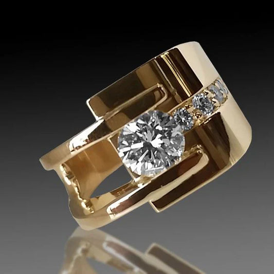 Bague vintage en or avec zirconia irrégulière