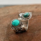 Bague réglable avec double incrustation de turquoise