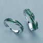 Bague Ajustable en Argent Éblouissante avec Feuilles Vertes Artistiques