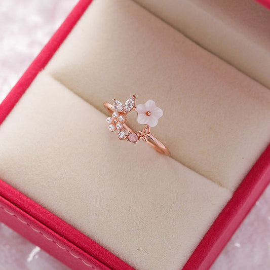 Bague réglable Wildflower avec perles d’or