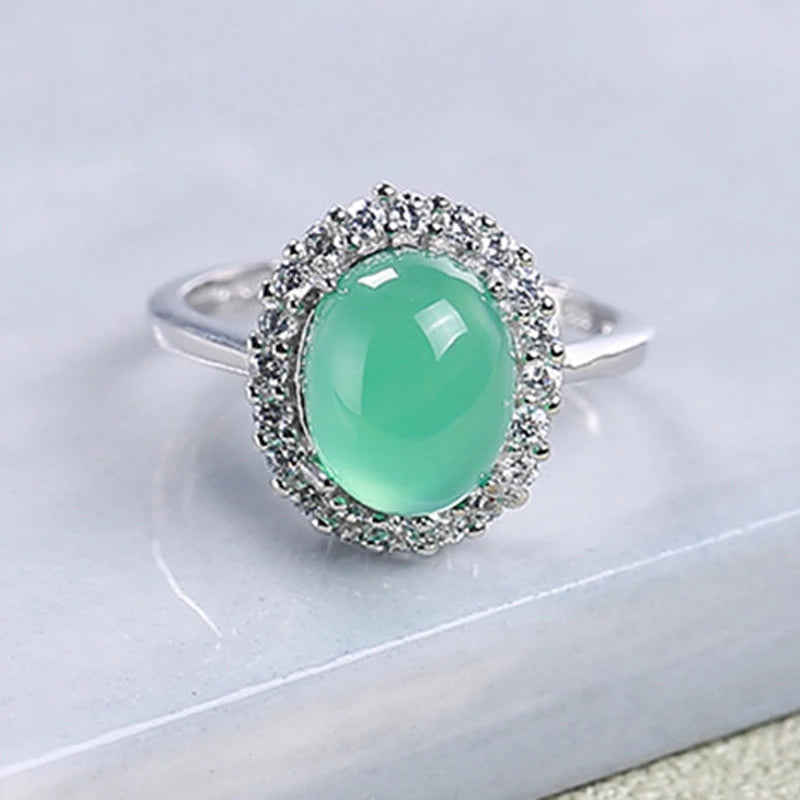 Bague Vintage Smaragd Stein en Argent