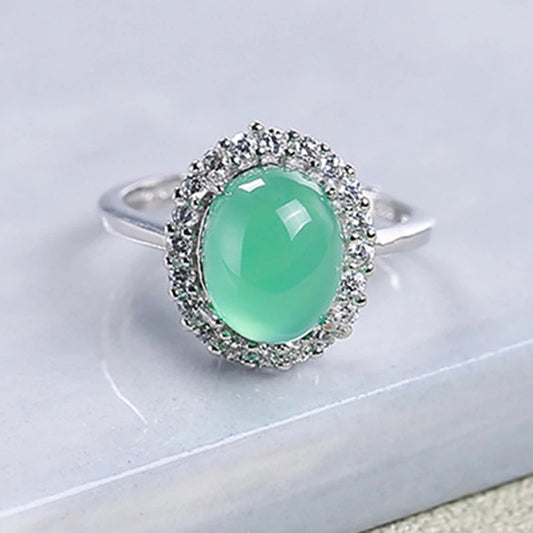 Bague Vintage Smaragd Stein en Argent