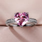 Bague ajustable en forme de cœur en zirconium argenté