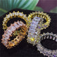 Bague en zirconium de luxe en or et argent
