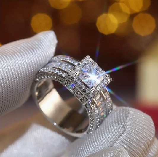 Anneau Halo Zirkonia Diamantés