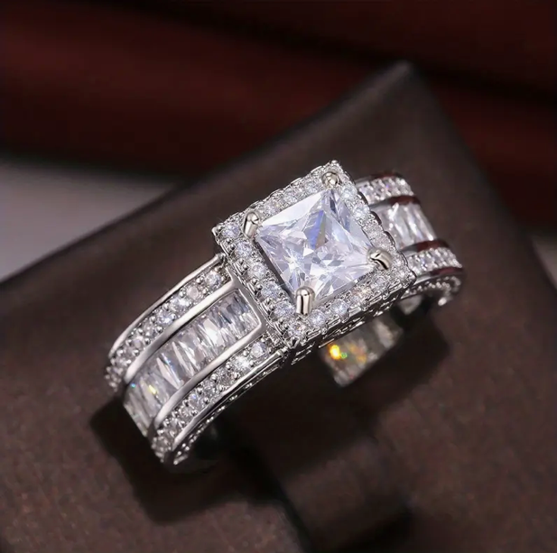 Anneau Halo Zirkonia Diamantés