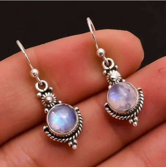 Boucles d'oreilles vintage en opale de pierre de lune