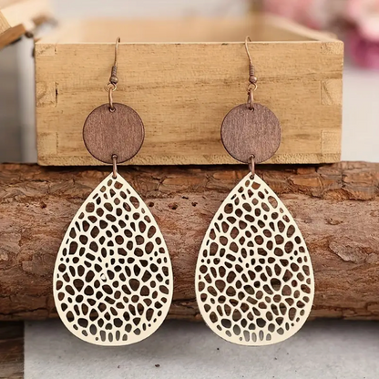 Boucles d'oreilles à goutte en cuir vintage