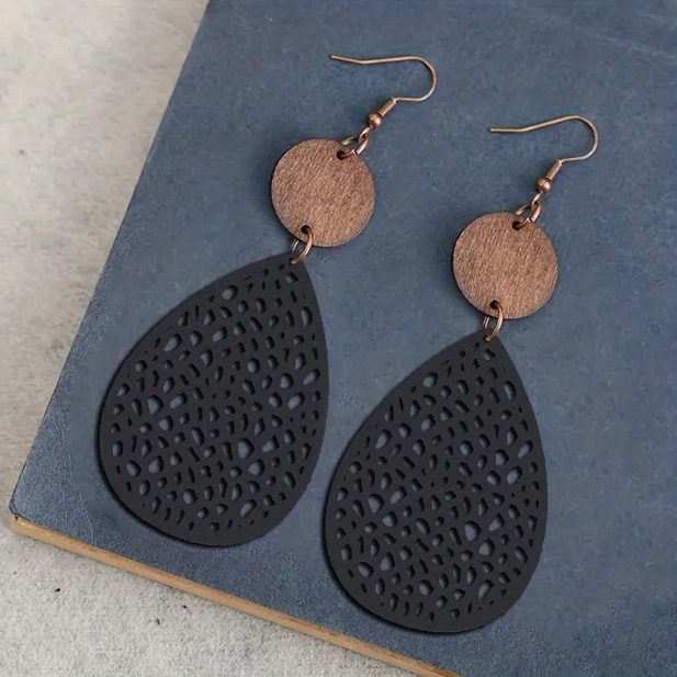 Boucles d'oreilles à goutte en cuir vintage