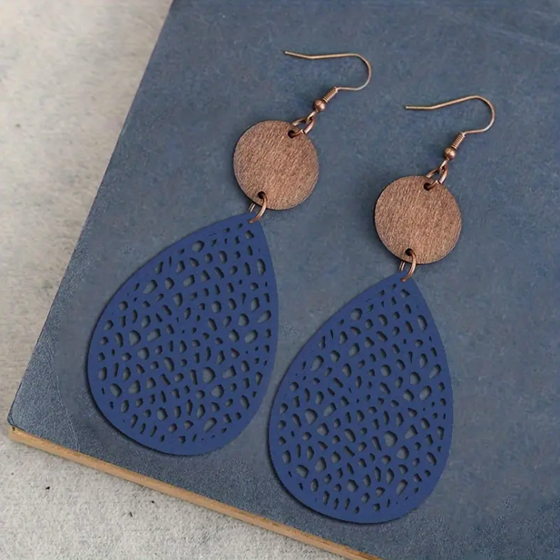 Boucles d'oreilles à goutte en cuir vintage