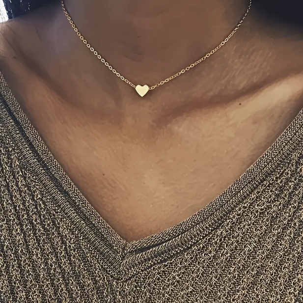 Pendentif cœur en argent et en or avec collier