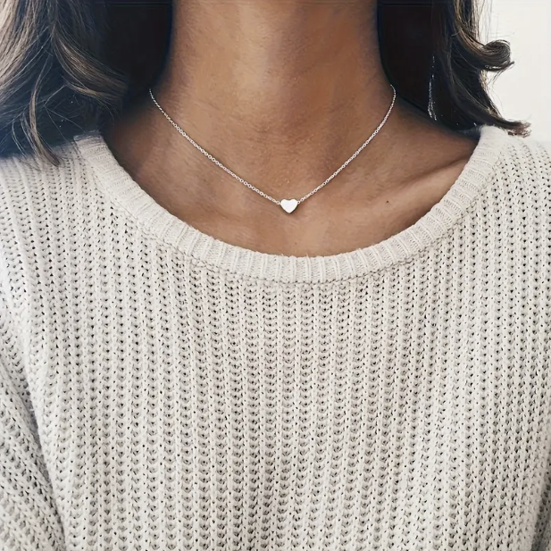 Pendentif cœur en argent et en or avec collier