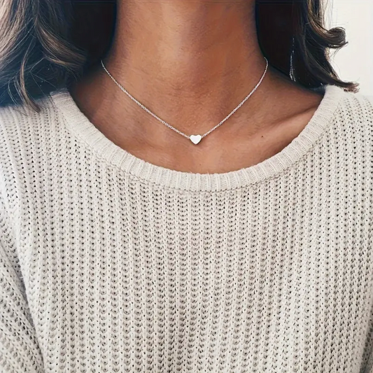 Pendentif cœur en argent et en or avec collier