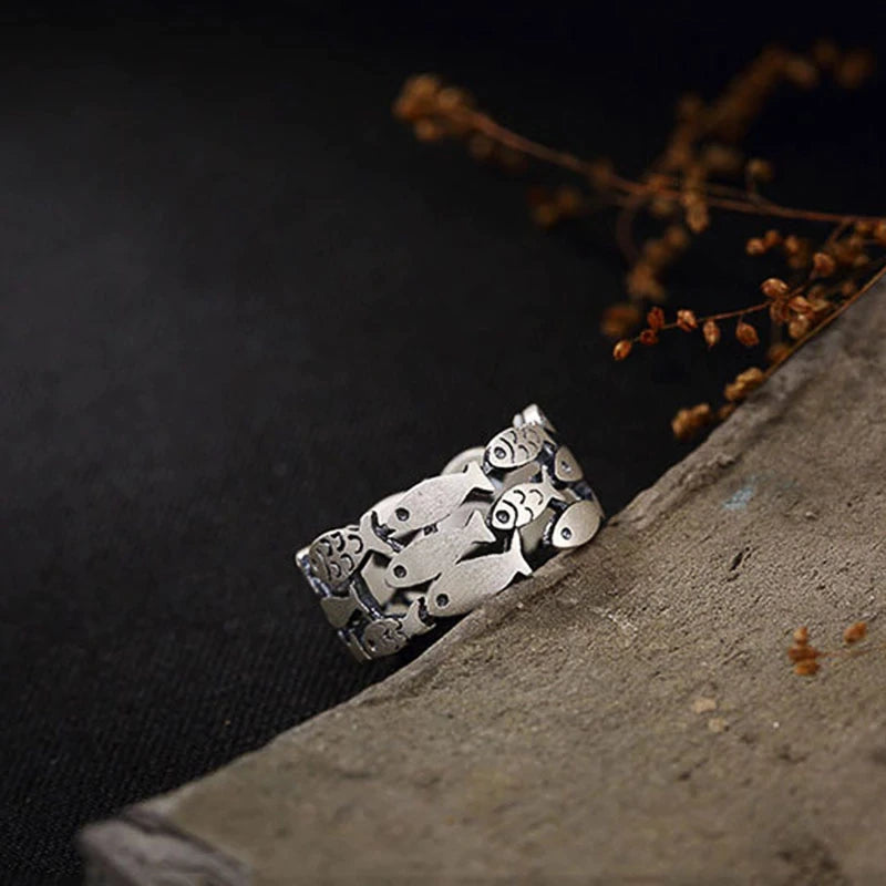Anneau poisson en argent