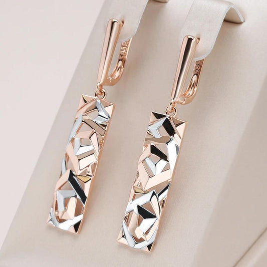 Bijoux d'oreille rectangulaires élégants en or et en argent