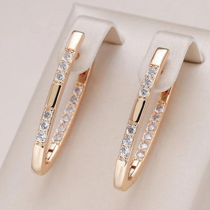 Boucles d'oreilles élégantes en zirconium or