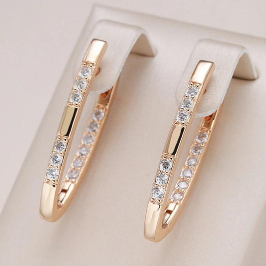 Boucles d'oreilles élégantes en zirconium or
