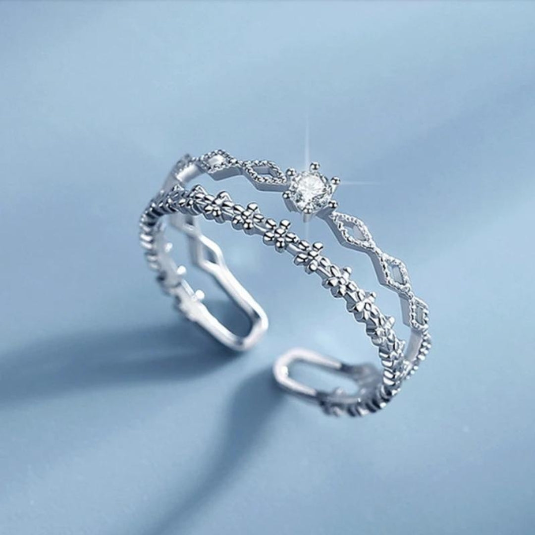 Bague élégante en zirconium réglable en argent sterling