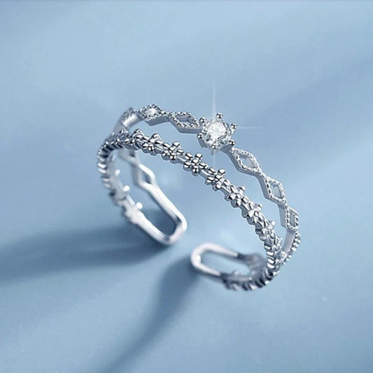 Bague élégante en zirconium réglable en argent sterling