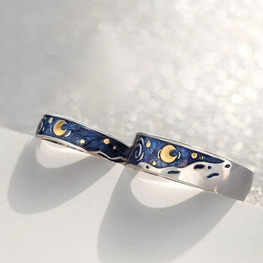 Bague Argentée Éclat de Nuit Étoilée