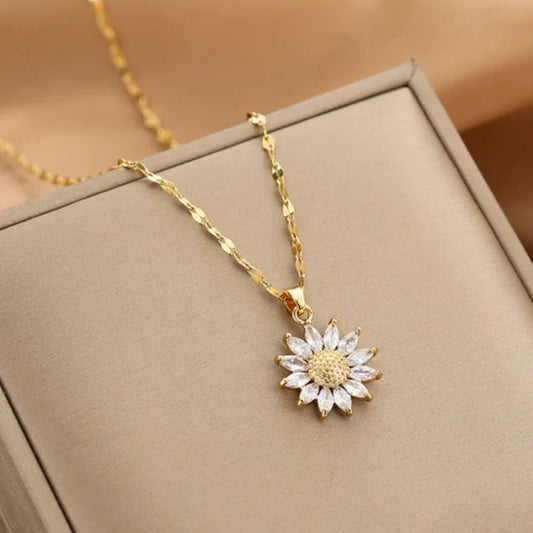 Collier en cristal de tournesol en or