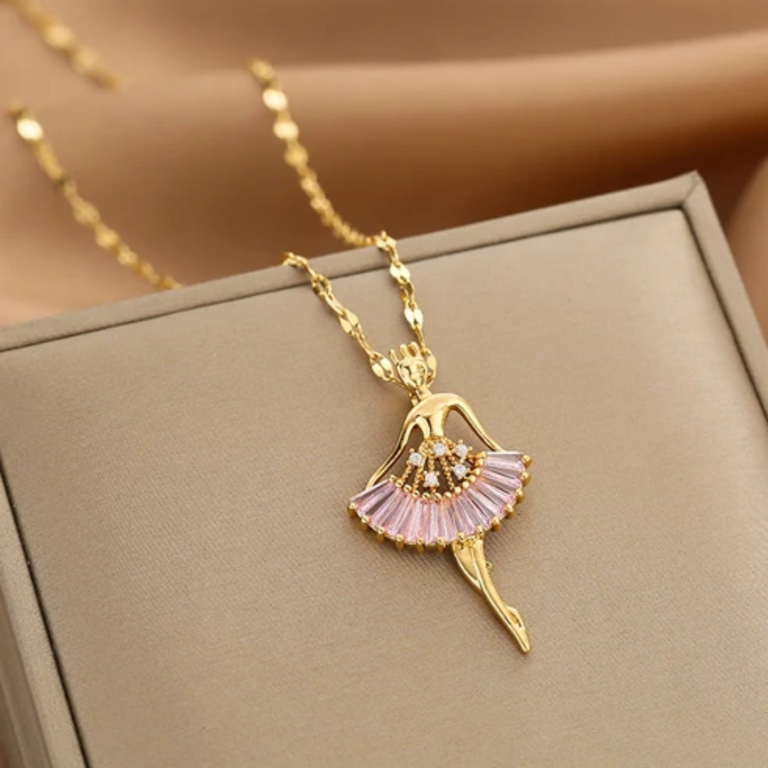 Collier Ballerina en cristal en or