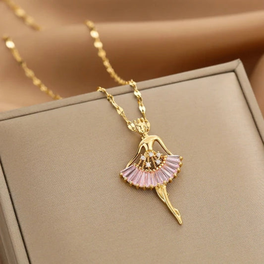 Collier Ballerina en cristal en or