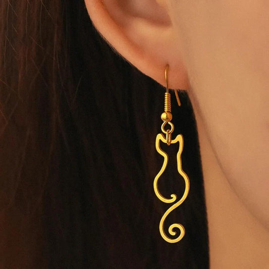 Boucles d’oreilles vintage en forme de chat doré