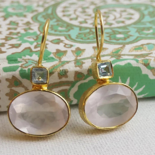 Boucles d'oreilles vintage en or avec cristaux blancs
